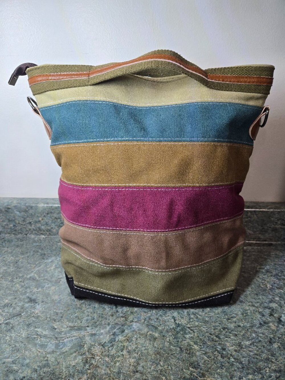 Women’s Multicolor Striped Canvas Hobo Shoulder Tote Bag Handbag Crossbody NWT